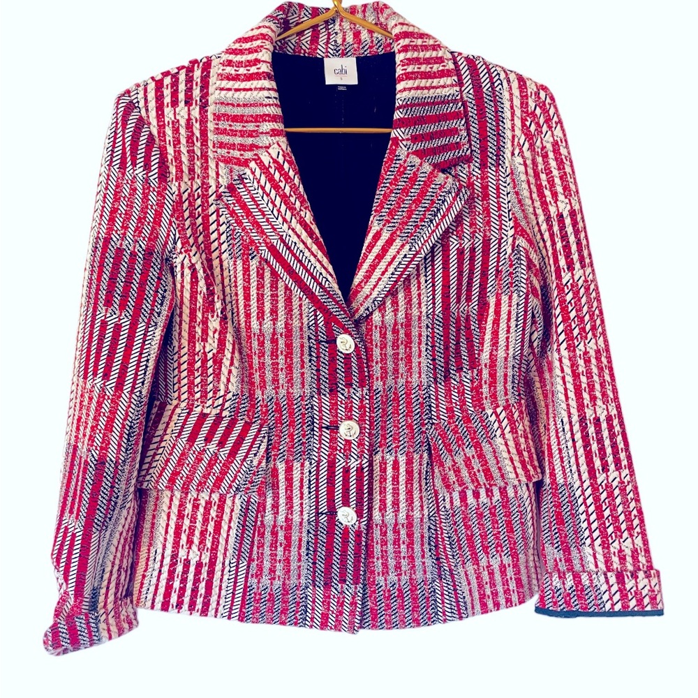 Cabi Red Patchwork Nautical Blazer Jacket Style 6… - image 6